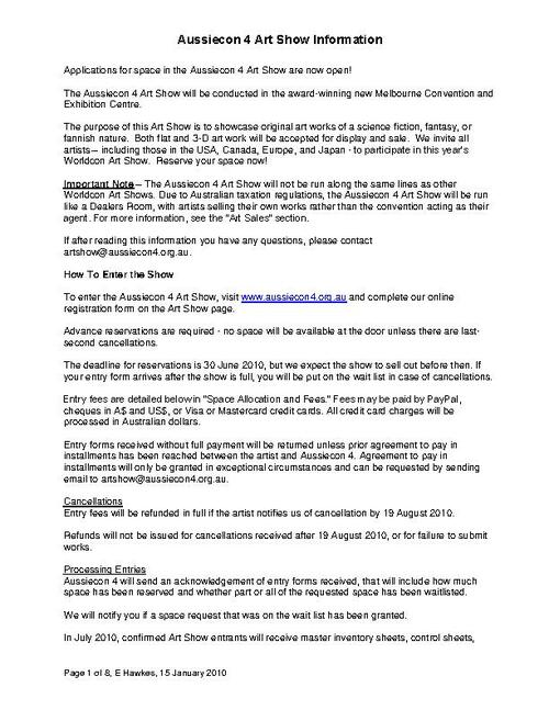 Art Show Information